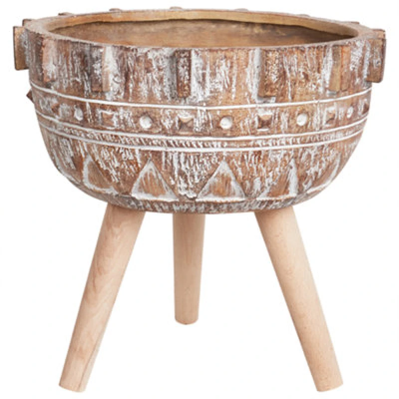 Image of Beliani Elevated Plant Pot Asplenium 37cm Light Brown