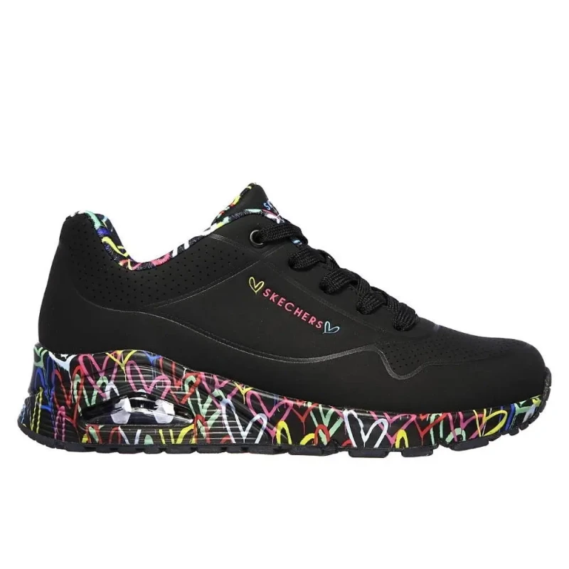 Image of Womens sneakers with uno loving love heart print sole Skechers Noir Female 36