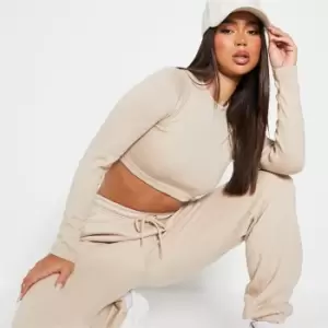 Image of I Saw It First Rib Long Sleeve Crop Top - Neutral