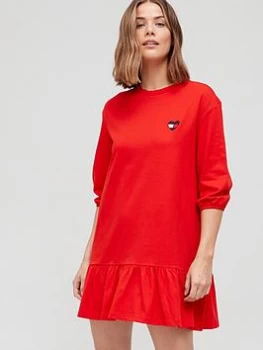 Image of Tommy Jeans Tommy Jeans Homespun Heart Tee Dress - Red