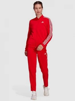 Image of adidas Essentials 3 Stripes Tracksuit - Red/White, Size 2XL, Women