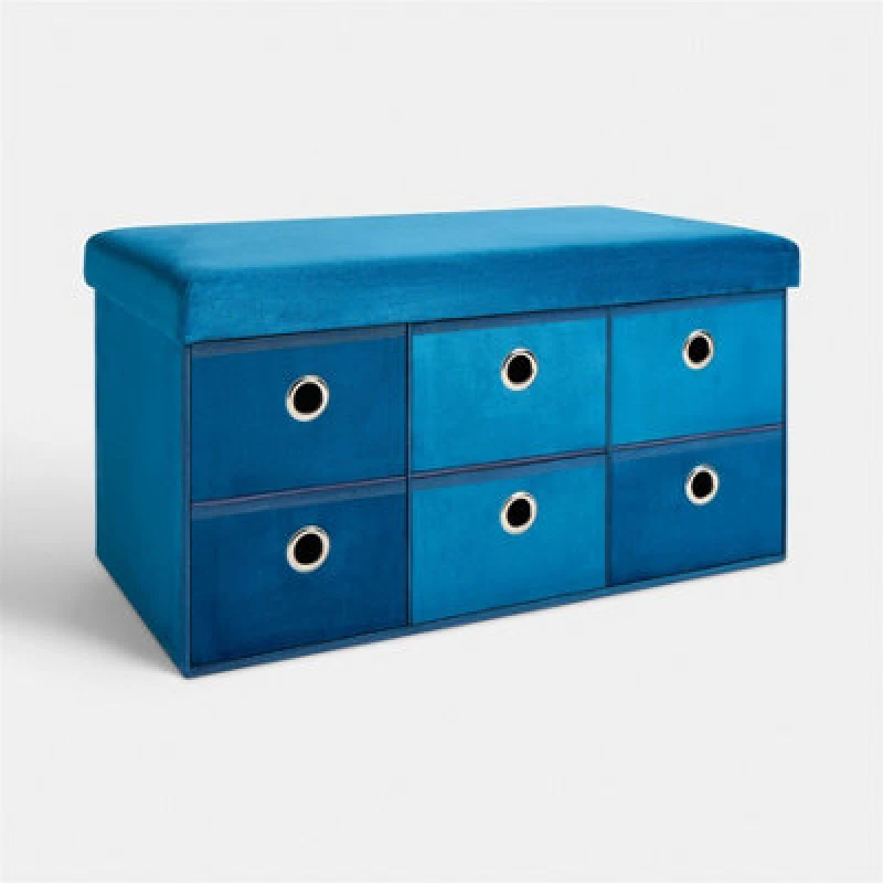 Image of OHS OHS Storage Cube Unit 6 Draw Ottoman Space Saving Velvet Chest Shoe Organiser in Teal Teal One Size Unisex 5027434232932