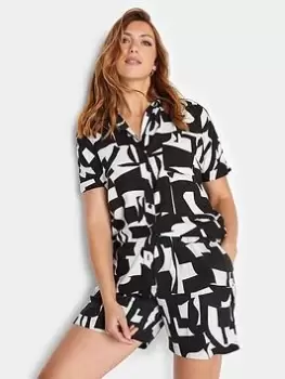 Image of Long Tall Sally Long Tall Sally Abstract Print Co-ord Sh, Black, Size 10, Women