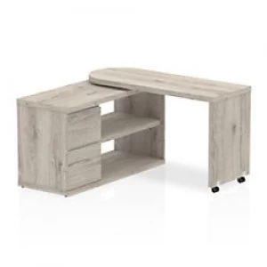 Image of Dynamic Fleur Smart Storage Desk with Pedestal Grey, Oak 1300 x 600 x 750 mm