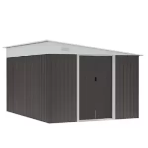 Image of Outsunny 11 x 9ft Steel Garden Storage Shed w/ Sliding Doors and 2 Vents - Grey