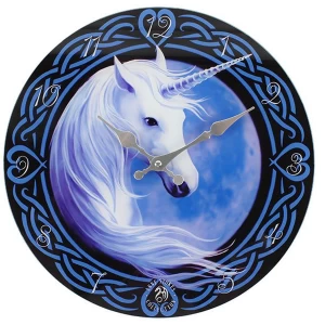 Image of Celtic Unicorn Glass Wall Clock by Anne Stokes