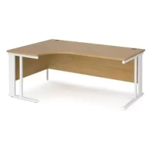 Image of Office Desk Left Hand Corner Desk 1800mm Oak Top With White Frame 1200mm Depth Maestro 25 MCM18ELWHO