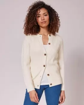 Image of Cotton Traders Womens Cosy Button Cardigan in Cream