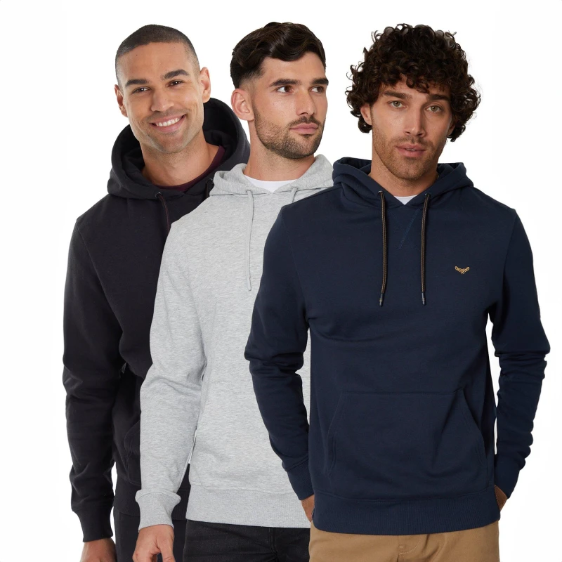 Image of Threadbare 3 Pack Pullover Hoodies Navy