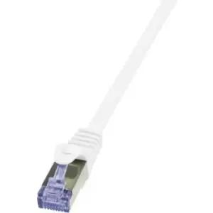 Image of LogiLink CQ3101S RJ45 Network cable, patch cable CAT 6A S/FTP 15m White Flame-retardant, incl. detent