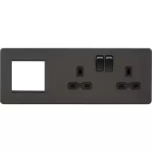 Image of Knightsbridge - Screwless 13A 2G dp Socket + 2G Modular Combination Plate - Smoked Bronze 230V IP20