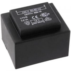 Image of PCB mount transformer 1 x 230 V 2 x 12 V AC 5.60 VA 233 mA