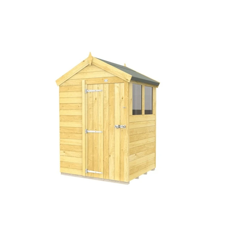 Image of Buttercup Farm 5 x 4 Feet Apex Shed - Single Door W/ Windows - L127 x W147 x H217cm in Brown Brown Unisex