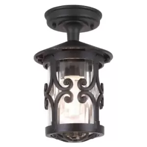 Image of Hereford 1 Light Outdoor Ceiling Lantern Black, E27