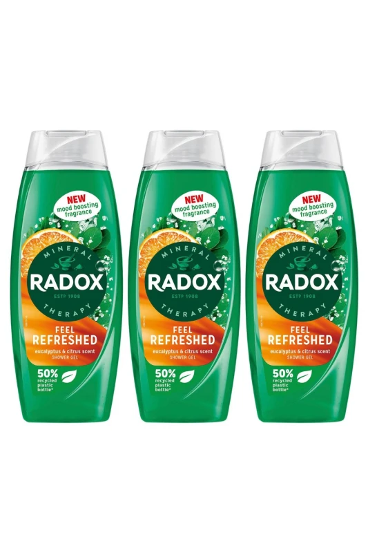 Image of Radox 'Shower Gel' Feel Refreshed With eucalyptus & citrus Scent, 3x 450ml Green female