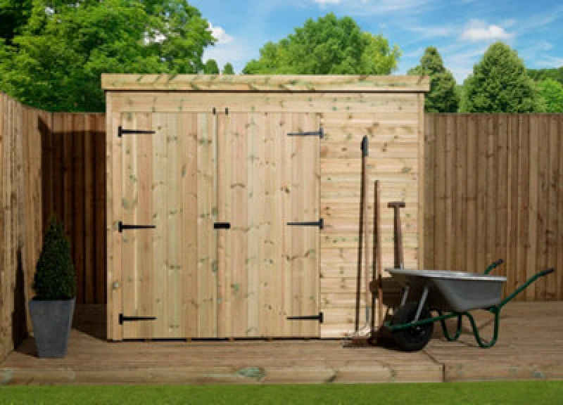 Image of Empire Sheds Empire 4000 Pent 8X5 Pressure Treated Tongue And Groove Wooden Garden Shed Double Door Left (8' X 5' / 8ft X 5ft) (8X5)