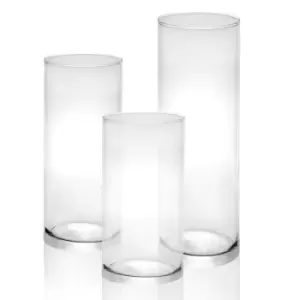 Image of Glass Candle Cylinders - Set of 3 M&amp;W