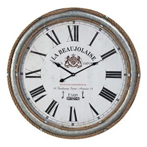 Image of Hometime Galvanised Metal & Rope Wall Clock Roman Dial 60cm