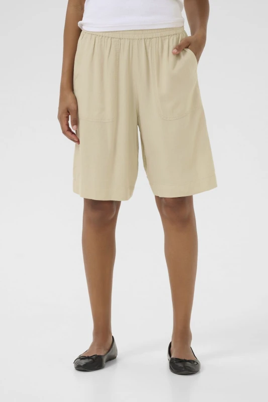 Image of Kaffe Womens KaMilia Linen Blend Shorts in Pale Grey Size: 10 Pale Grey Female 10