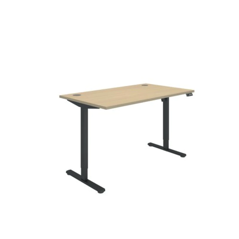Image of Polaris Single Motor Sit/Stand Desk 1400x800 Oak/Black KF800092