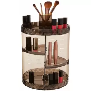 Image of Cosmetic Organiser With 4 Tier Revolving Black Round Compartments Clear Diamond Multipurpose Storage Statement Piece for Dresser / Bathroom With