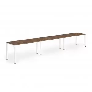 Image of Single White Frame Bench Desk 1200 Walnut 3 Pod