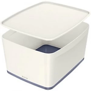 Image of Leitz MyBox WOW Storage Box 18 L White, Grey Plastic 31.8 x 38.5 x 19.8 cm