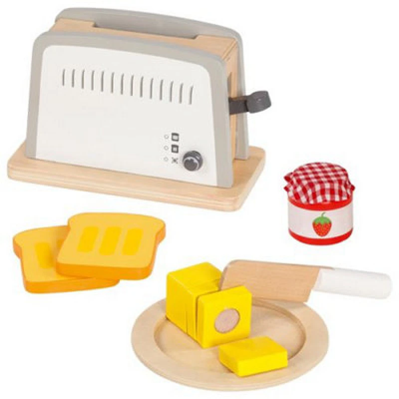 Image of Goki Wood Toaster Playset Kitchen Toy