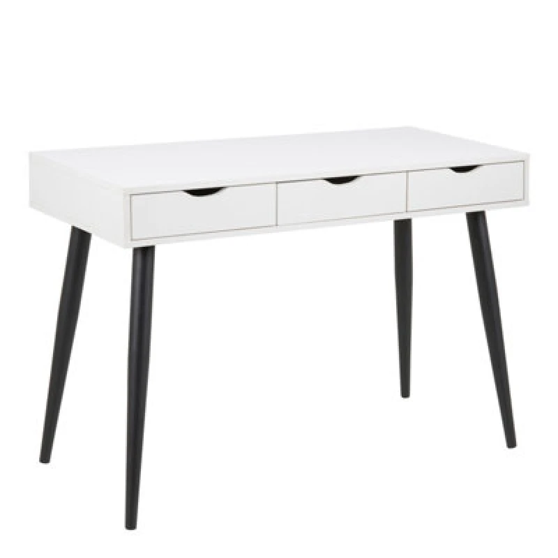 Image of Furniture To Go Neptun 3 Drawer Office Desk In White With Black Legs