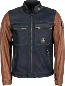 Image of Helstons Winston Motorcycle Leather Jacket, blue-brown, Size S, blue-brown, Size S
