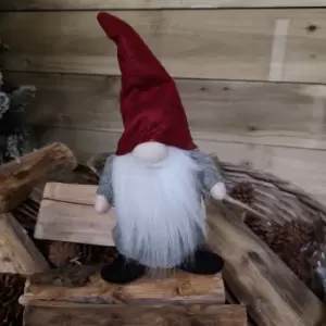 Image of 34cm Festive Bearded Grey Christmas Gonk in Red Hat