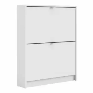 Image of Shoes Hallway Storage Cabinet With 2 Tilting Doors And 1 Layer White