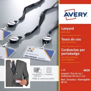 Image of Avery Lanyard with Reel 400x10mm Lanyard 600mm Reel PK10