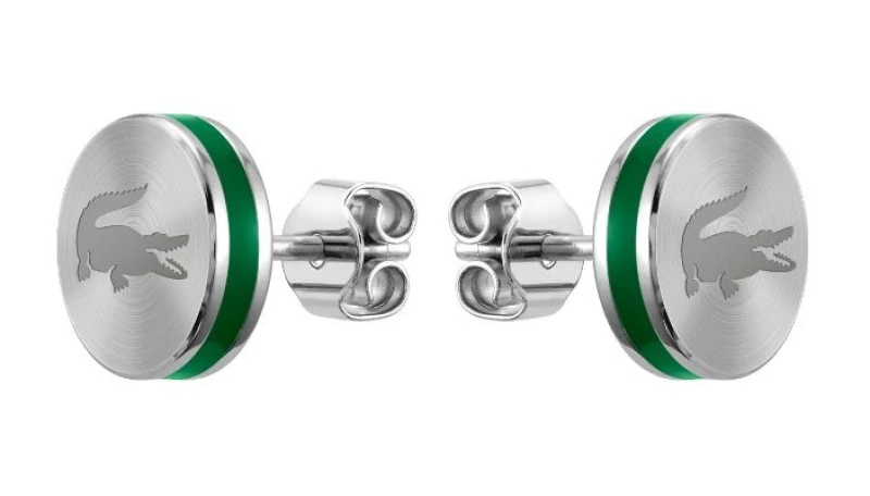 Image of Lacoste 2040085 BASELINE Stainless Steel Crocodile Earrings Jewellery