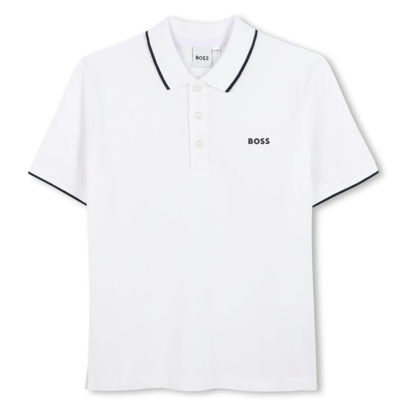 Image of Boss Small Logo Polo Shirt Juniors - White White 7 - 8 Years