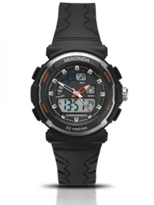 Image of Sekonda Ladies Dual Display Black Plastic Strap Watch 2423