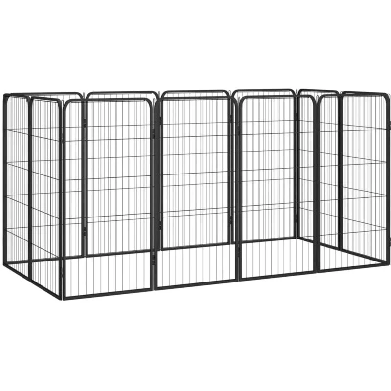 Image of VIDAXL 12-Panel Dog Playpen Black 50x100cm Powder-coated Steel Vidaxl 8720287158929
