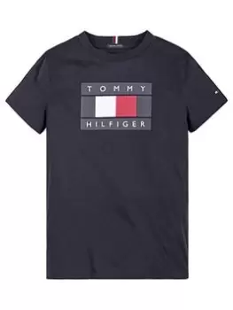 Image of Tommy Hilfiger Boys Global Stripe Flag T-Shirt - Navy, Size 8 Years