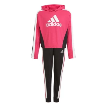 Image of adidas Crop OTH Hoodie Tracksuit Junior Girls - Black/Pink