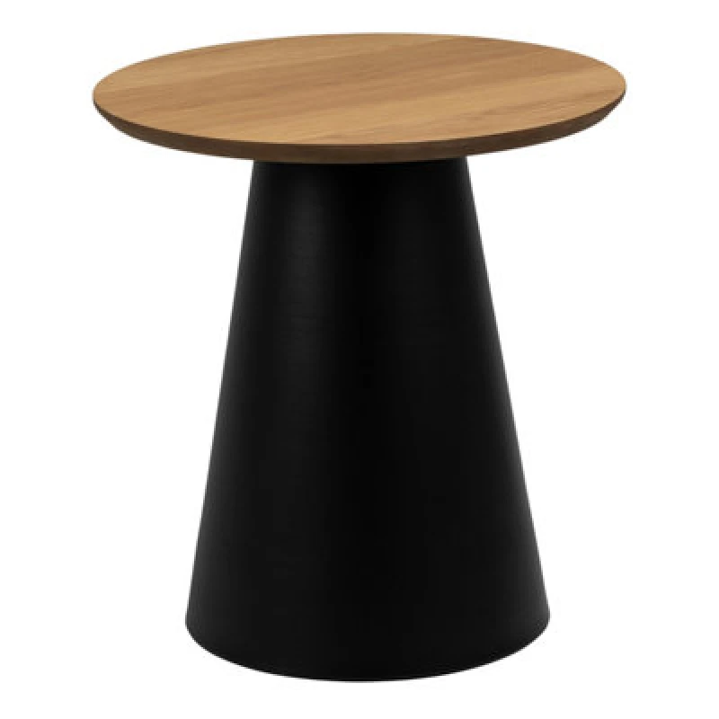 Image of Furniture To Go Soli Round Coffee Table In Oak/black 45X48Cm