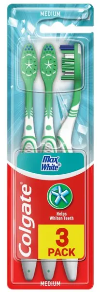 Image of Colgate Max White Medium Toothbrush 3Pcs