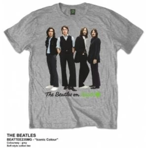 Image of The Beatles Iconic Colour Mens Grey Tshirt: Medium