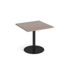 Image of Monza square dining table with flat round Black base 800mm - barcelona walnut