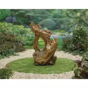 Image of Easy Fountain - Knotted Willow Falls LED Natural Garden Water Feature Wood Effect