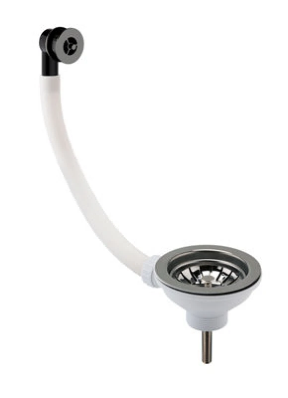 Image of Balterley Fireclay Sink Basket Strainer Waste with Overflow Brushed Pewter 90mm Silver