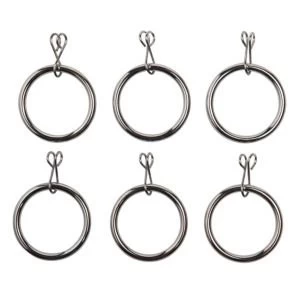 Image of Colours Chrome Effect Metal Curtain Ring Dia16mm Pack of 6