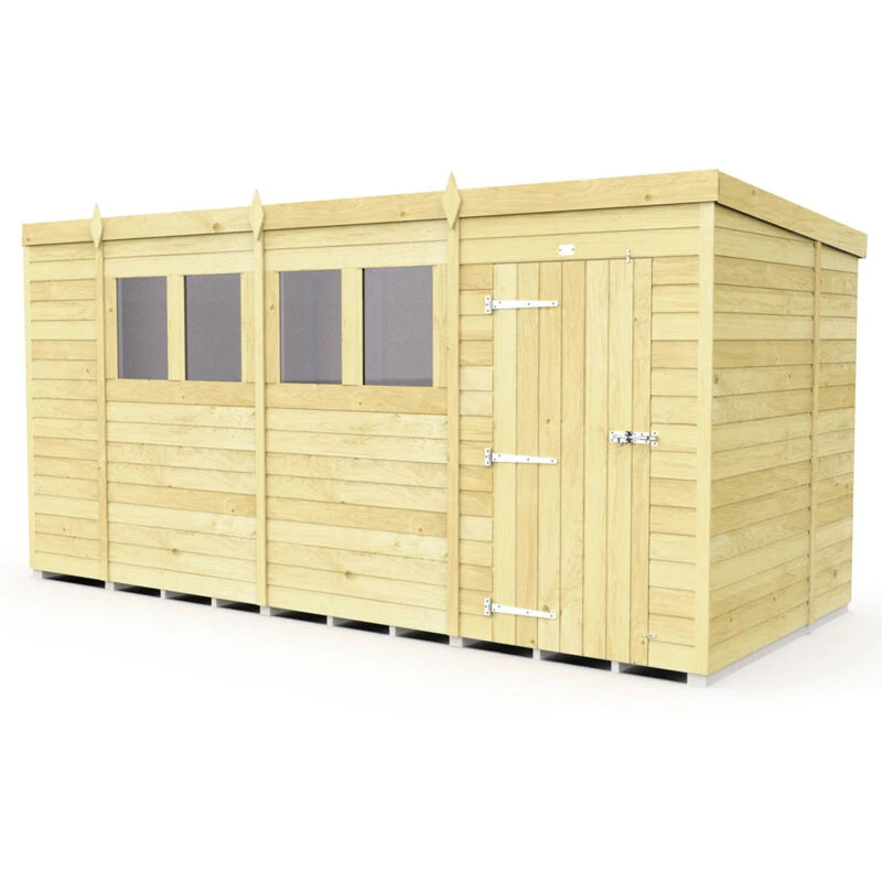 Image of Flat Pack Sheds DIY Sheds 15 x 6 Pent Shed, Brown 15X6PFF