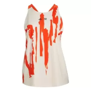 Image of adidas x Thebe Magugu Tennis New York Y-Tank Top ( - Ecru Tint / Impact Orange