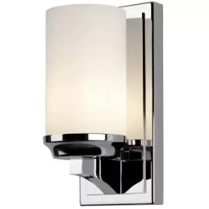 Image of IP44 Small Wall Light White Opal Etched Glass Shade Polished Chrome LED G9 3.5W