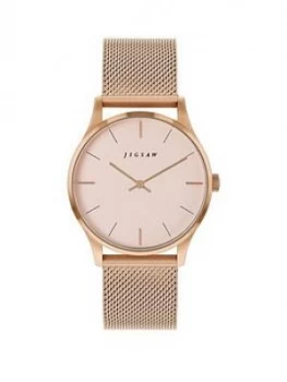 Image of Jigsaw Jigsaw Blush Dial Rose Gold Stainless Steel Mesh Strap Ladies Watch